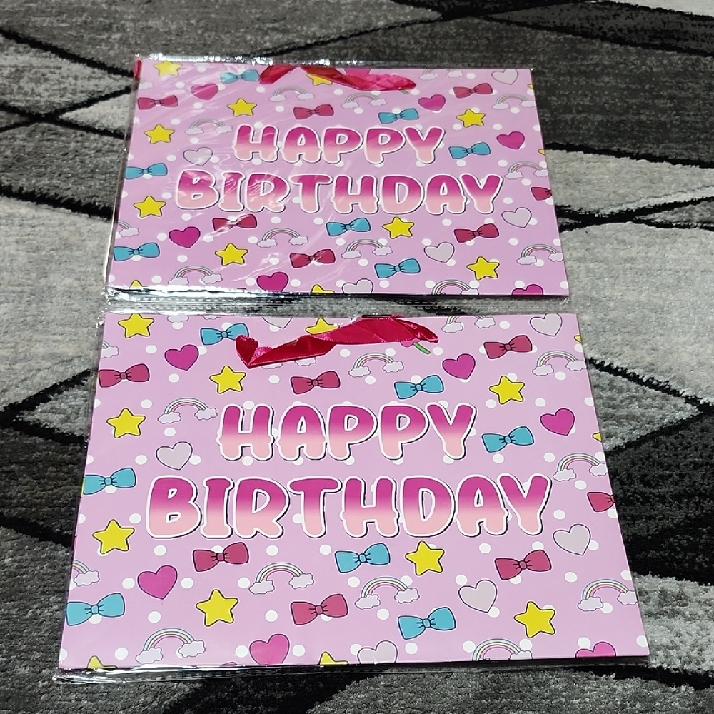 HAPPY BIRTHDAY SET-OF-2 GIFT WRAPPING BAGS 12"X9.5"